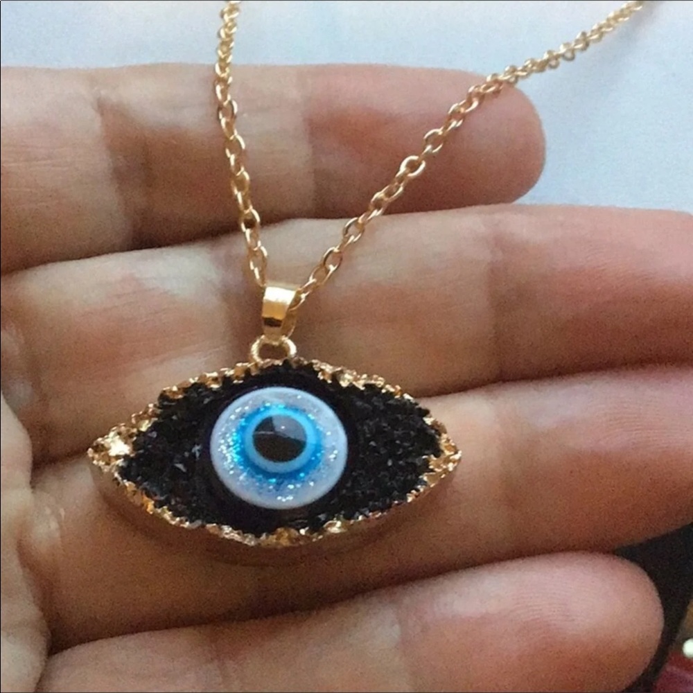 NEW. Black Turkish Evil Lucky Eye Clavicle Necklace. 22-24”